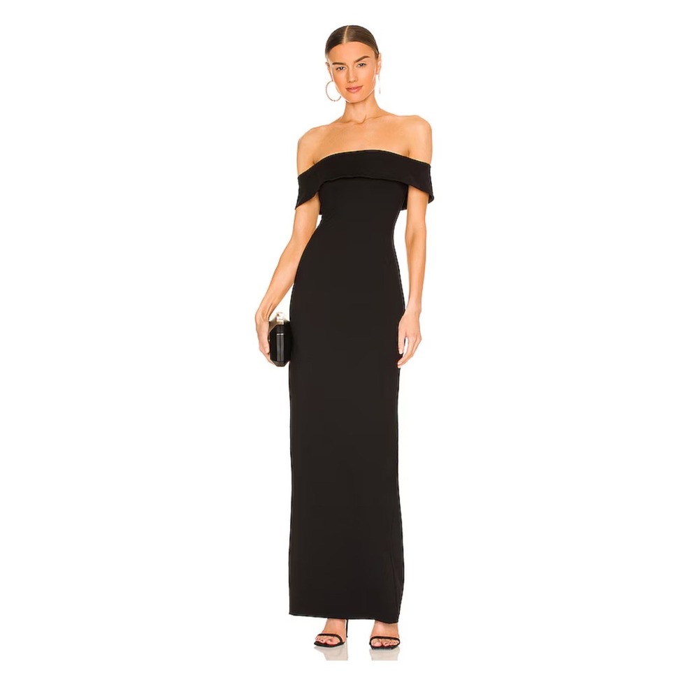 NWT Lovers & Friends Galleria Gown Black Off Shoulder Maxi Dress XS WeddingGuest